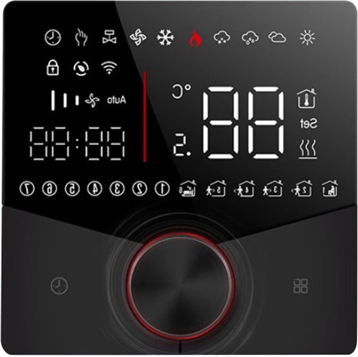Slimme thermostaat - Digitale regelaar - Verwarming regelen - Wifi connectiviteit - 86x86mm - Zwart — afbeelding 1