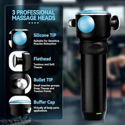 Massagepistool - Spierontspanner - Spierherstel - 5 Snelheden - 3 Massagekoppen - Zwart — thumbnail 4