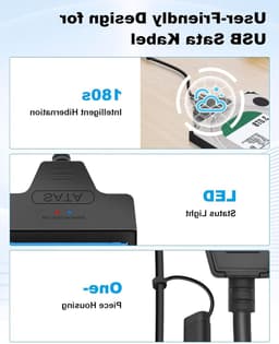 SATA naar USB 3.0 Adapter voor 2.5"/3.5" HDD/SSD met 12V 2A Voeding, Geschikt voor Mac OS, Windows en Linux, Externe Hardeschijf Verbinding — thumbnail 5