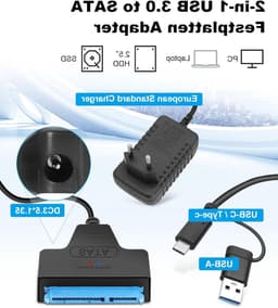SATA naar USB 3.0 Adapter voor 2.5"/3.5" HDD/SSD met 12V 2A Voeding, Geschikt voor Mac OS, Windows en Linux, Externe Hardeschijf Verbinding — thumbnail 4
