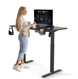 Elektrisch Verstelbaar Bureau 140x60 cm - Zit Sta Bureau met Tafelblad - 2-delig Frame - Zwart — thumbnail 1