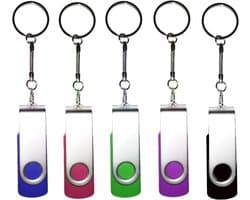 USB Flash Drives - Geheugensticks Opslag - Digitale Gegevens Opslaan - Draaibare Cap - 4 GB - 5 Gemengde Kleuren