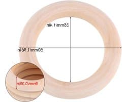 Natuurlijke Houten Ringen 50 Stuks, Onbehandelde Houten Circles voor Handgemaakt Sieraden, Bijtringen en Ambachten (50mm)