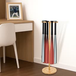 Houten Baseball Racket Houder van Massief Hout, Natuurlijke Burlywood Bat Opberg Organizer, Geschikt voor 10 Rackets in Huis, Garage of Sportruimte — thumbnail 4