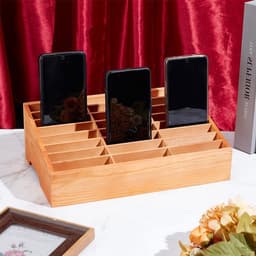 Houten Opbergdoos voor Mobiele Telefoons met 24 Vakjes, Ideaal voor Klaslokalen en Kantoororganisatie, Multifunctionele Mobiele Telefoonhouder voor Docenten en Studenten — thumbnail 4