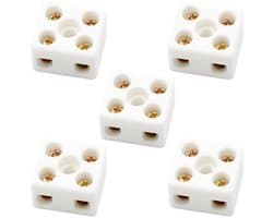 Hoogwaardige keramische aansluitblok voor bedrading - 5 stuks, 2 posities, 5 gaten, betrouwbare draadconnectoren