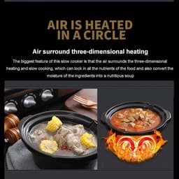 Huishoudelijke multicooker - Mini kookpan - Gezond koken - Dubbele keramische pot - 12L per pot - Zwart — thumbnail 2