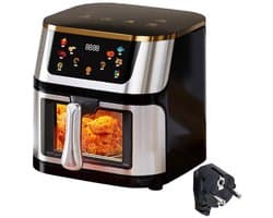 Heteluchtfriteuse – Airfryer - Airfryer Oven - 8L - 1400W - Airfryer Zonder Olie - LED Touchscreen - Kijkvenster - RVS - Hoge Temperatuur - Zwart