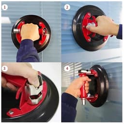 Vacuüm Heffer - Zuignap Glaslifter - Materialen Verplaatsen - Veilige Indicator - 9 inch diameter - Rood — thumbnail 2