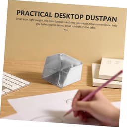 Metalen Stofblik - Bureaugadget Mini - Bureau Schoonmaken - Glad Oppervlak - 7 x 7 x 5 cm - Zilver — thumbnail 3