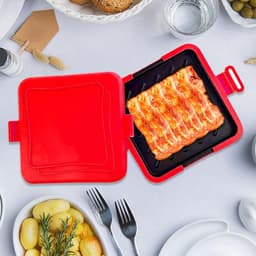Sandwichmaker Magnetron - Panini Grill - Snelle Maaltijden - Vaatwasmachinebestendig - Compact Ontwerp - Rood — thumbnail 3
