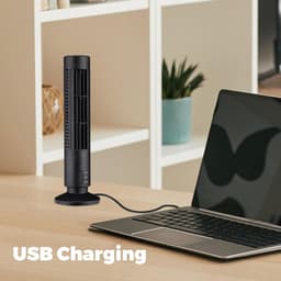 Bladeless Tower Fan - Torenventilator Leafless - Persoonlijke Koeling - Veilig Zonder Bladen - 33 cm - Zwart — thumbnail 2