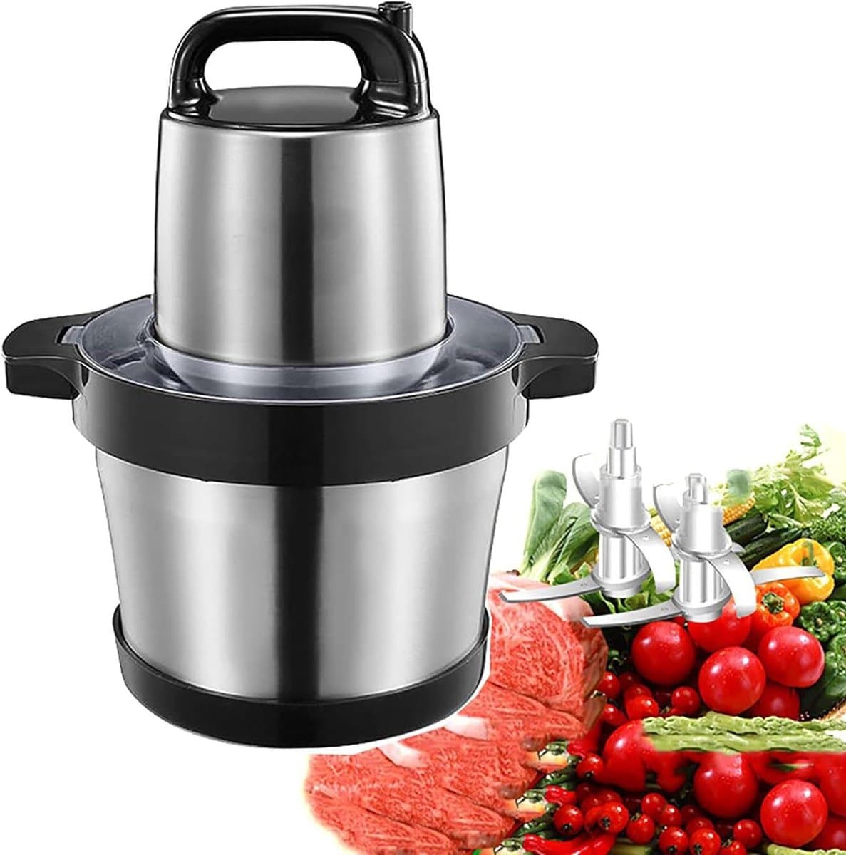 Keukenmachine - Voedselhakker - Eten Bereiden - Krachtige 600W Motor - 5L Kom - Zilver — afbeelding 1