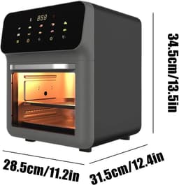 Luchtfriteuse Combinatie - Heteluchtoven Droogapparaat - Gezond Koken - Dubbele Temperatuurzones - 15 Liter - Zwart — thumbnail 7