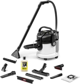 Kärcher SE 4 Plus Tapijtreiniger - Vlekkenreiniger - Incl. extra bekledingszuigmond - 4 / 4 liter - Nat- en droog stofzuiger - Geschikt voor oa. autostoelen - bureaustoelen - banken - hondenmanden, tapijten, vloerkleden, baby- en kinderstoelen — thumbnail 1