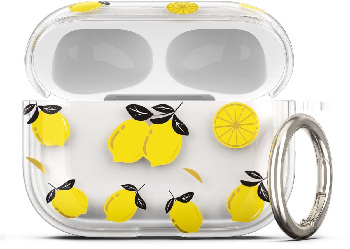 kwmobile Hoes compatibel met Apple Airpods Pro 3 Case - Zachte TPU beschermhoes - Cover in geel / transparant citroenen design — afbeelding 1