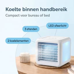 Cheqo® Mini Aircooler - Luchtkoeler - Ventilator - Mini Airco - Tafelventilator - Bureau Ventilator - Luchtbevochtiger - Mobiele Airco - Air Cooler - Koelsysteem - USB Ventilator - Koelapparaat voor Slaapkamer en Kantoor — thumbnail 4