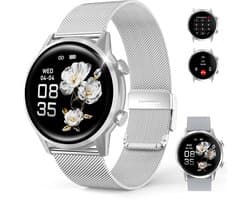 Smartwatch voor mannen en vrouwen – met een 1,39-inch scherm – bellen en gebeld worden, fitness-tracking, meer dan 100 sportmodi, slaapmonitoring, stappenteller – besturingssysteem: Android 5.0 of hoger / iOS 9.0 of hoger-zilverkleurig