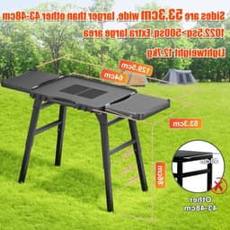 Draagbare Grill Trolley voor Enders Urban, Weber Q100/Q200/Q300 en Ninja Woodfire - Opvouwbare Buiten Grillstand met Ruime Werktafel en Verstelbare Hoogte voor Comfortabel Grillen — thumbnail 4