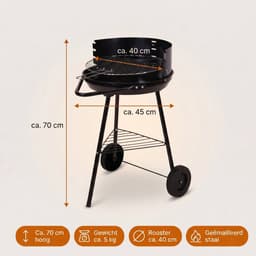 Cheqo® Houtskoolbarbecue - Houtskool Barbecue - BBQ - Houtskool BBQ - Barbecue op Wielen - Verrijdbare Barbecue - Ronde Barbecue - Half Open Barbecue - Tuinbarbecue - Barbecue met Windscherm - Staande Barbecue - Kolenbarbecue - Houtskool Grill — thumbnail 2