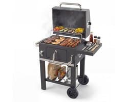 KitchenBrothers Houtskool BBQ Midi - Barbecue Houtskool - RVS Grillroosters - PFAS-Vrij - Met Aslade - 30x40 cm Grilloppervlak - Zwart