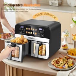 Airfryer – Friteuse – Heteluchtoven – Heteluchtfriteuse – Oven – 10,5L DualZone Met Dubbele Mand – 2600W Vermogen Met Touchscreen Bediening — thumbnail 3