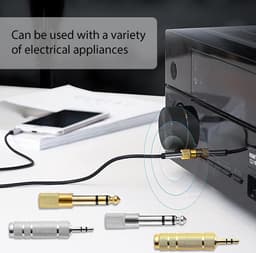 Set van 4 Hoofdtelefoon Adapters - Hoofdtelefoon Adapter - Goud-Gecoate Hoofdtelefoon Adapter - Hoofdtelefoon Audio Converter voor Telefoons - Computers en Andere Apparaten - Goud - Zilver — thumbnail 4