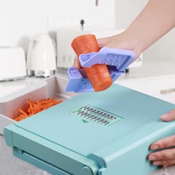Keuken Voedsel Snijmachine - Groente Versnipperaar - Maaltijd Voorbereiding - 6-in-1 Roestvrijstaal - 24.5 cm Lengte - Lichtgroen — thumbnail 2