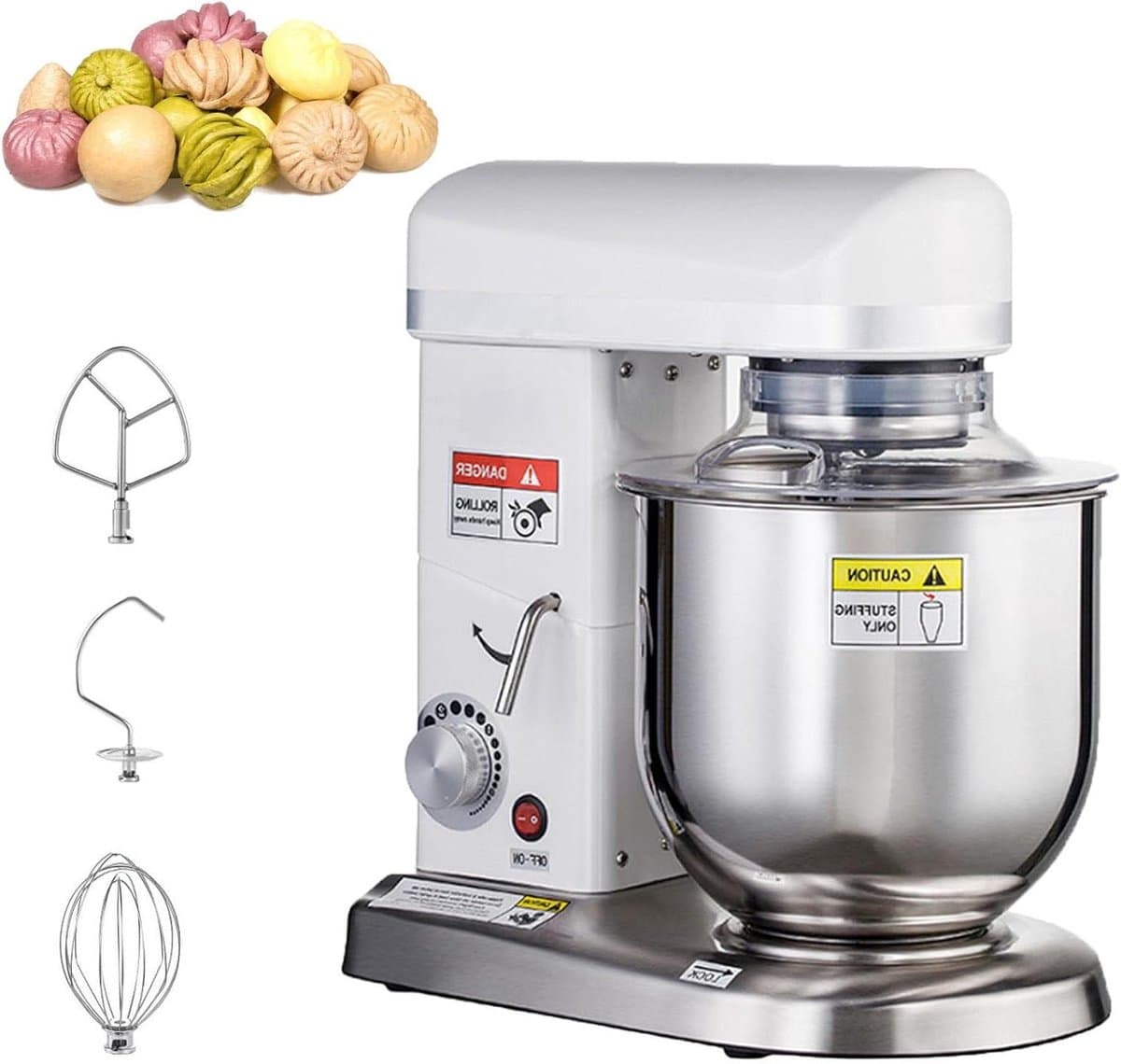 Keukenrobot - Mixer Deegmachine - Bakken Ingrediënten Mengen - Krachtige 500W Motor - 7L Kom Capaciteit - Wit — afbeelding 1