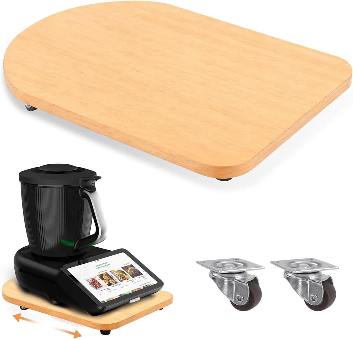 Keukenmachine Plank - Rolplank Bamboe - Apparaat Verplaatsen - Lift en Rol Systeem - 40 x 28 cm - Bamboe — afbeelding 1