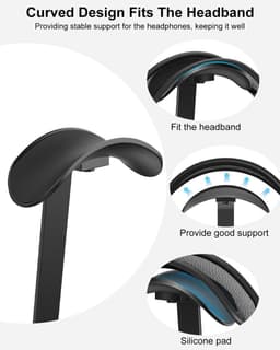Hoofdtelefoonstandaard voor gaming en over-ear hoofdtelefoons - Zware headsethouder van aluminium en siliconen — thumbnail 3