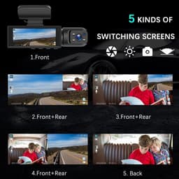 Dashcam Auto - Autocamera Rijcamera - Veiliger Rijden - Drie Kanalen Opname - Inclusief 64GB - Zwart — thumbnail 3