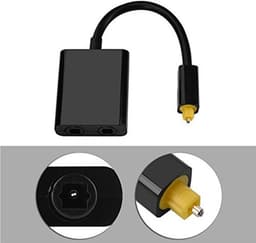 Digitale glasvezel splitter, 1-in-2-uit glasvezel audio splitter, lichtgolfgeleider adapter, zwart en wit (zwart) — thumbnail 3