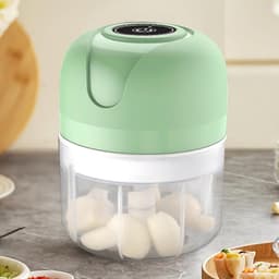 Elektrische Mini Hakmolen - Keukenmachine Knoflook - Snel Ingrediënten Snijden - Draadloos USB Oplaadbaar - 250 ml Inhoud - Cyaan Blauw — thumbnail 3