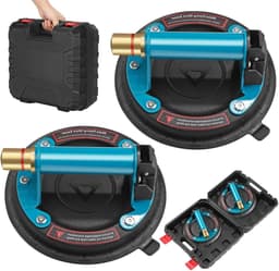 Glaszuignappen Set - Vacuüm Lifters - Platen Verplaatsen - Met Metalen Handgreep - 2 stuks - Blauw — thumbnail 1