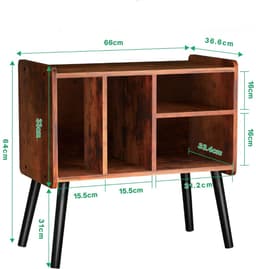 SNJY® Platenspeler Meubel - Platenspeler Kast - LP Houder - Platenhouder - 36,6D x 66B x 64H - Bruin — thumbnail 5