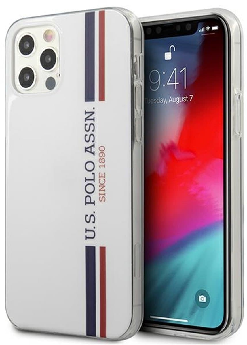U.S. Polo Assn. Tricolor Collectie - iPhone 12 Beschermhoes - Wit - Luxe - Stevige Bescherming — afbeelding 1