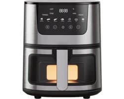 Digitale Airfryer - PFAS vrij - Groot 7 Liter - 1400W - Heteluchtfriteuse - Zwart - Digital screen - Inclusief in hoogte verstelbaar Grillrack - Elektrische friteuse - LED-aanraakbediening - Slimme multifunctionele heteluchtoven