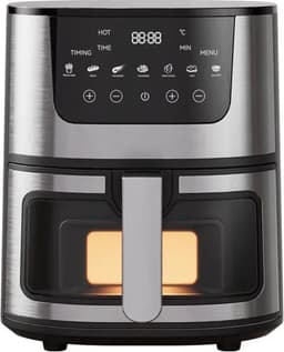 Digitale Airfryer - PFAS vrij - Groot 7 Liter - 1400W - Heteluchtfriteuse - Zwart - Digital screen - Inclusief in hoogte verstelbaar Grillrack - Elektrische friteuse - LED-aanraakbediening - Slimme multifunctionele heteluchtoven — thumbnail 1