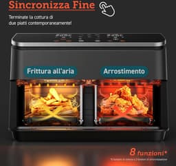 Dubbele Airfryer - Dubbele Mand - Dual Cook - Heteluchtfriteuse — thumbnail 4