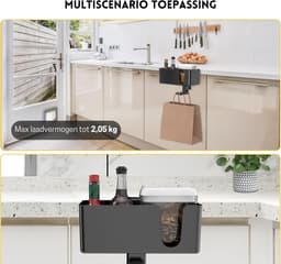 StayPowered 4-in-1 Hoofdtelefoon & Bekerhouder - Houd Je Bureau Georganiseerd - 360° Draaibaar - Verwijderbare Opbergbox - Eenvoudige Installatie - Antislip Design - Kabelbeheer - Zwart - Levering Sneller dan Aangegeven! — thumbnail 4