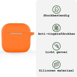 Case - Geschikt voor Apple AirPods 4 - Siliconen Hoes met Clip - Silicone Hoesje Cover - Oranje — thumbnail 3