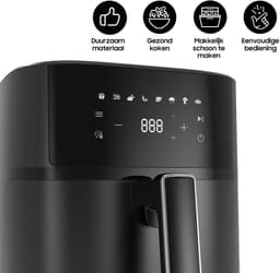 Dewelling 6.5L Airfryer 625A – Kompakt Heteluchtfriteuse met Metalen Binnenmand – 1700W – Zwart — thumbnail 3