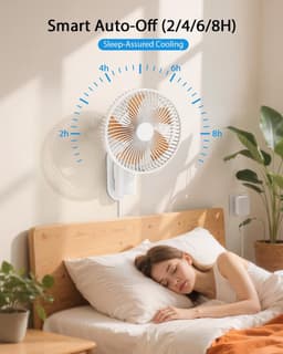 Wandventilator - Kleine ventilator - Ruimte koeling - Met licht en afstandsbediening - 25 cm diameter - Wit — thumbnail 3