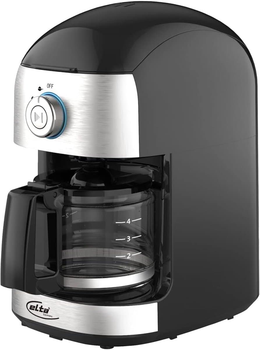 Koffiezetapparaat met maalwerk - Filterkoffieapparaat Druppelapparaat - Verse Koffie Bereiden - Geïntegreerde Koffiemolen - Voor 4 Kopjes - Roestvrij Staal Zwart — afbeelding 1