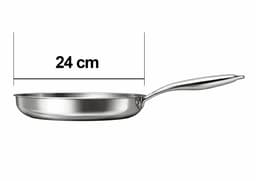 Cheffinger, Koekenpan 24 cm Geschikt voor Alle Warmtebronnen Inductie van Roestvrij Staal, Zilver — thumbnail 4