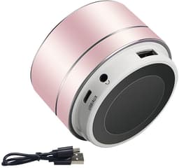 Oneay Mini draadloze Bluetooth speaker – Compact model met HD-geluid en 4 uur speeltijd – Ingebouwde microfoon, TF-kaartsleuf, FM-radio en ledverlichting – Voor thuis en op reis – Zilver — thumbnail 2