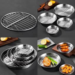 Bakplaat voor airfryer - Airfryer bakvorm - Airfryer accessoires - Bakplaat met rooster - Gemaakt van 304 roestvrij staal - 25 cm — thumbnail 6
