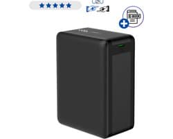 KSIX Nano Powerbank 30000 mAh draagbare oplader met USB-C Power Delivery 65W en USB-A Quick Charge 22,5W voor smartphone tablet laptop snel laden compact zwart met LED-indicator gelijktijdig opladen EU-stekker hoge capaciteit lithium polyme Met Ebook