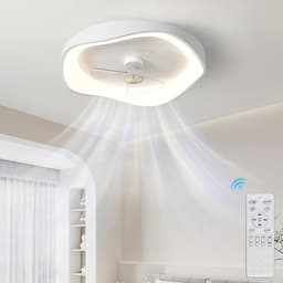 Stil Witte Plafondventilator met LED-Verlichting en Afstandsbediening - 6 Snelheden — thumbnail 4